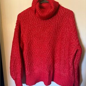 American Eagle Outfitters Vibrant Red Cowl Neck Sweater